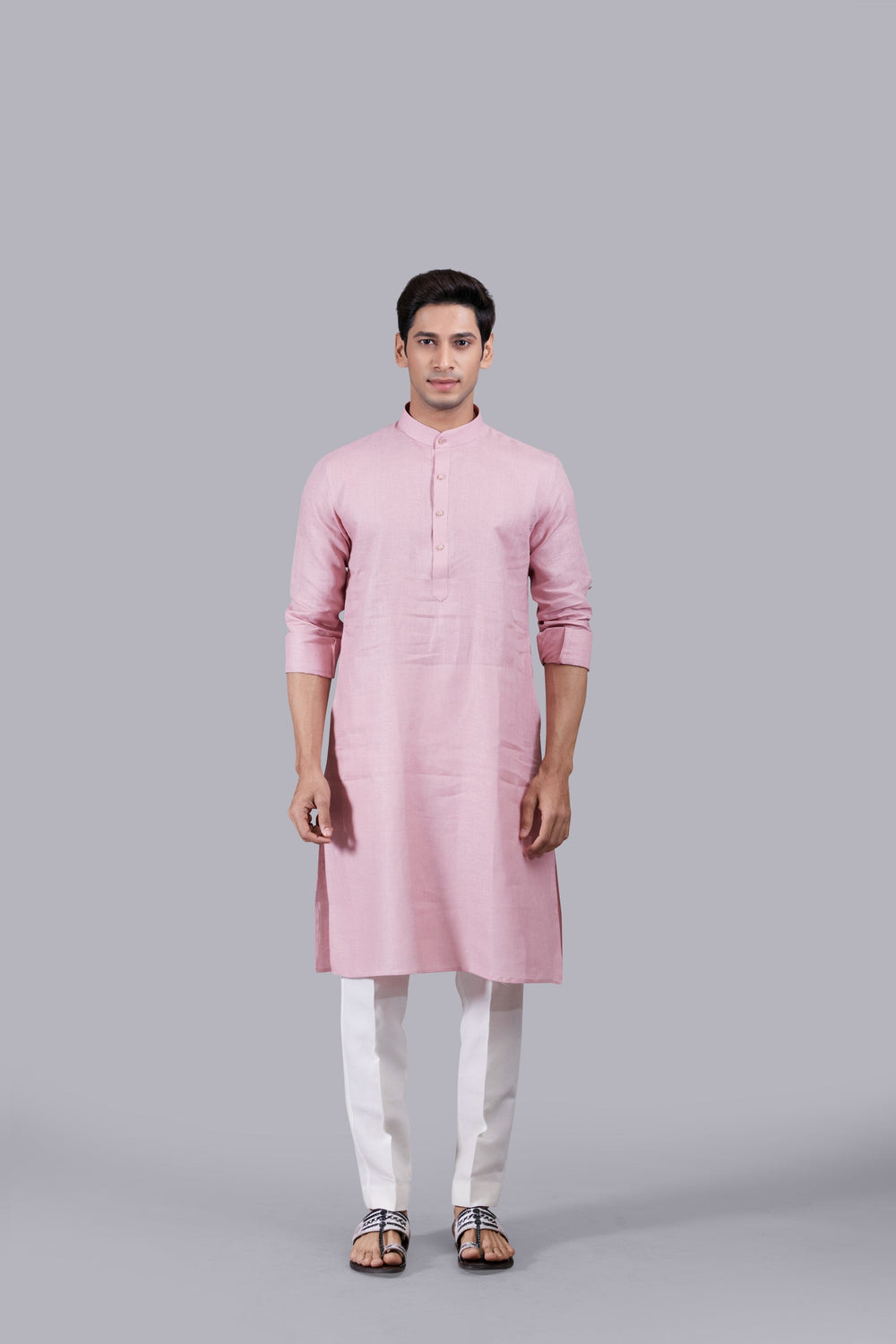 PINK LINEN KURTA SET