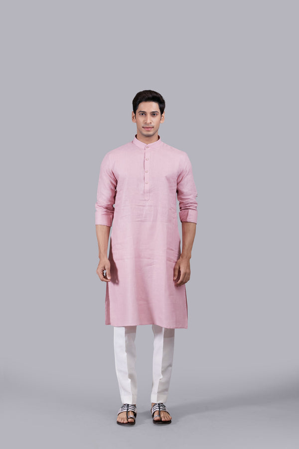 PINK LINEN KURTA SET