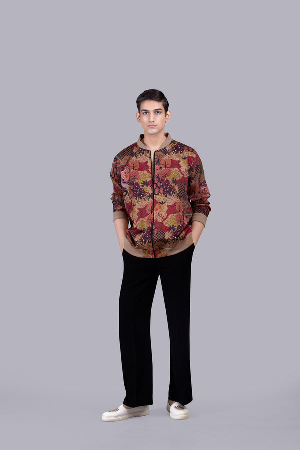 MULTI SATIN SILK PRINTED JACKET