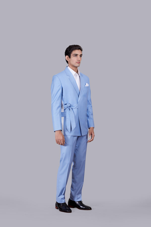 SKY BLUE TERRY COTTON  PLAIN SUIT