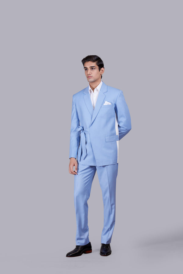 SKY BLUE TERRY COTTON  PLAIN SUIT