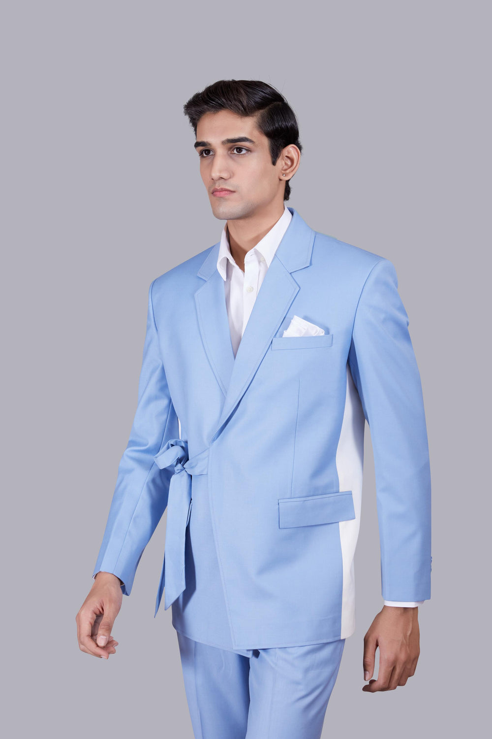 SKY BLUE TERRY COTTON  PLAIN SUIT