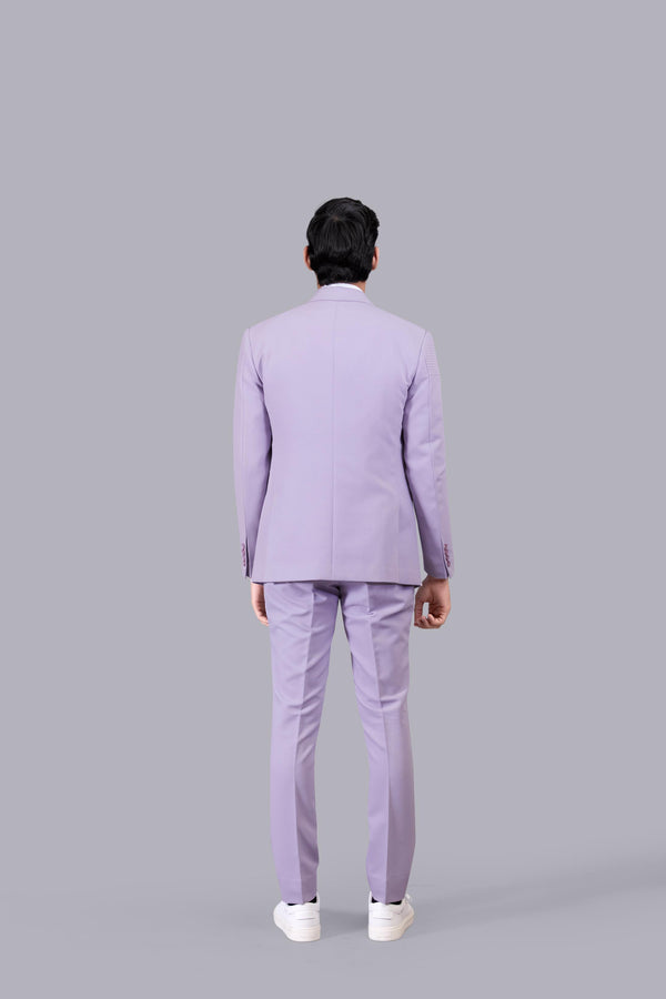 LIGHT PURPLE KNITTED LYCRA SADDLE STITCH SUIT