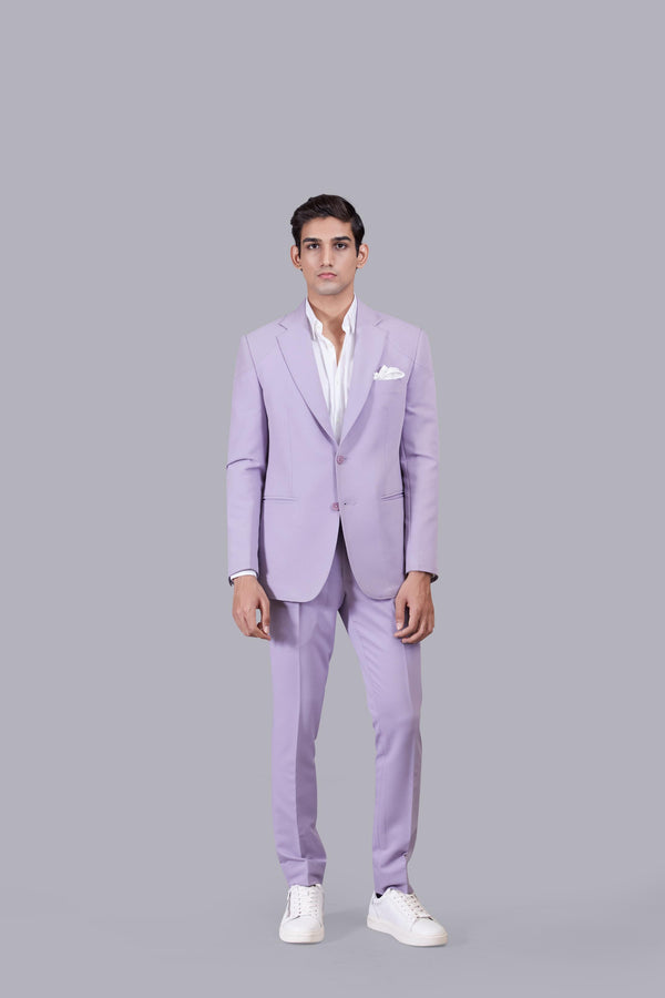 LIGHT PURPLE KNITTED LYCRA SADDLE STITCH SUIT