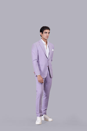 LIGHT PURPLE KNITTED LYCRA SADDLE STITCH SUIT