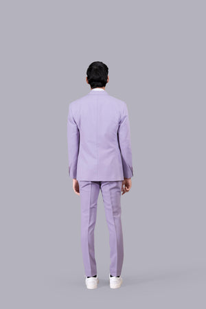 LIGHT LAVENDER KNITTED LYCRA SADDLE STITCH SUIT