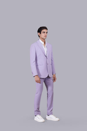 LIGHT LAVENDER KNITTED LYCRA SADDLE STITCH SUIT