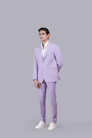 LIGHT LAVENDER KNITTED LYCRA SADDLE STITCH SUIT