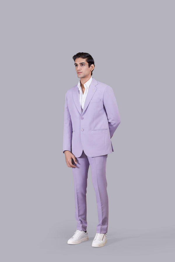 LIGHT LAVENDER KNITTED LYCRA SADDLE STITCH SUIT