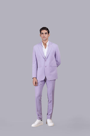 LIGHT LAVENDER KNITTED LYCRA SADDLE STITCH SUIT