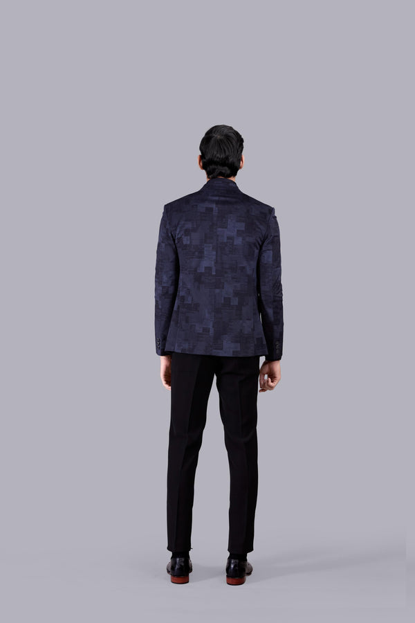 BLUE CORDROY PRINTED BLAZER