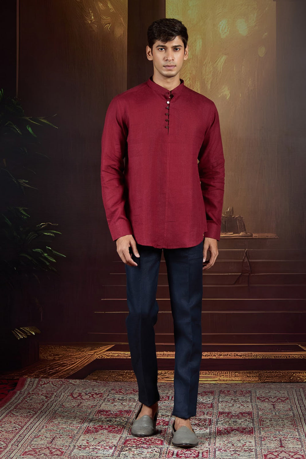 Maroon Metro Short Kurta