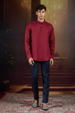 Maroon Metro Short Kurta