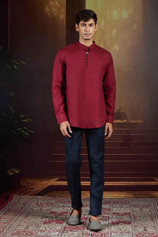 Maroon Metro Short Kurta